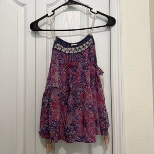 Floral Patterned Skirt - Blue and Pink